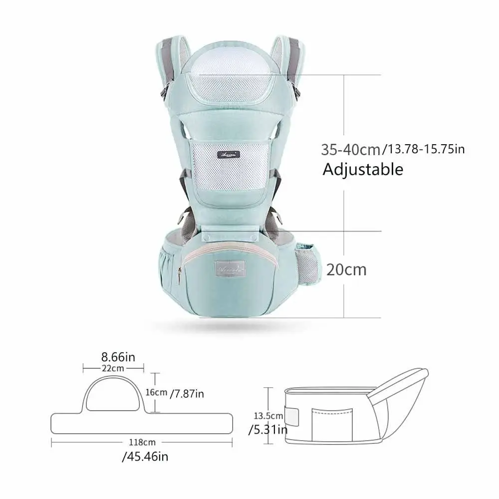 Nosidełko dla dziecka z mocowaniem z przodu, ergonomiczna konstrukcja, łatwe do przenoszenia, oddychające, wolne ręce, dla noworodka, z podpórką na talię.