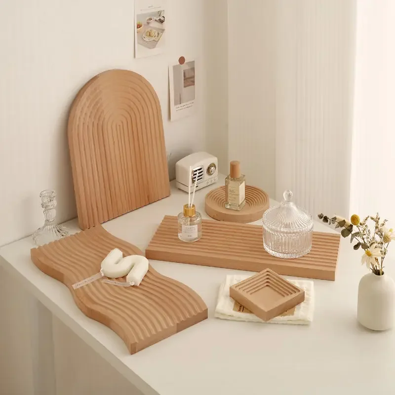 Nordic Irregular Plate Dining Plate Western Food Placement Plate Simple Solid Wood Pallet Decoration Home Use