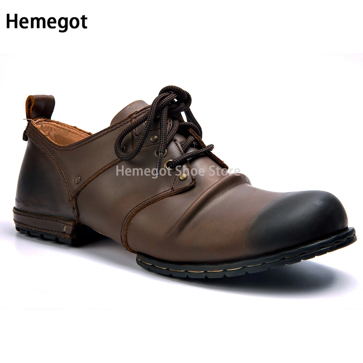 High-Top Work Boots for Men Lace Up Work Shoes with Round Toe Leather Safety Shoes Men for Work Waterproof Shoe Male Shoes