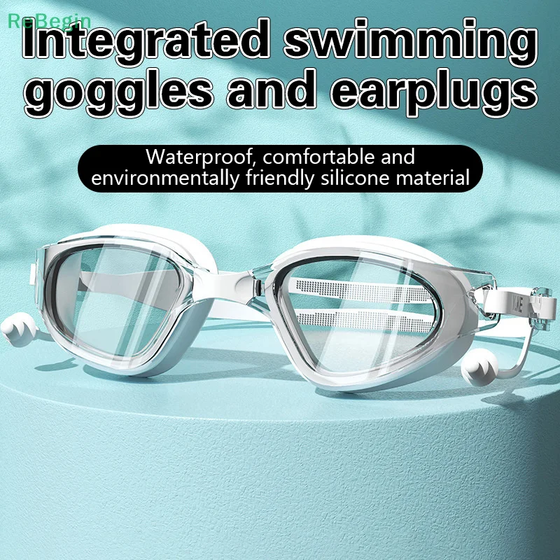 Waterproof Large Frame Swimming Glasses HD Anti-Fog Men Women Swimming Goggles Diving