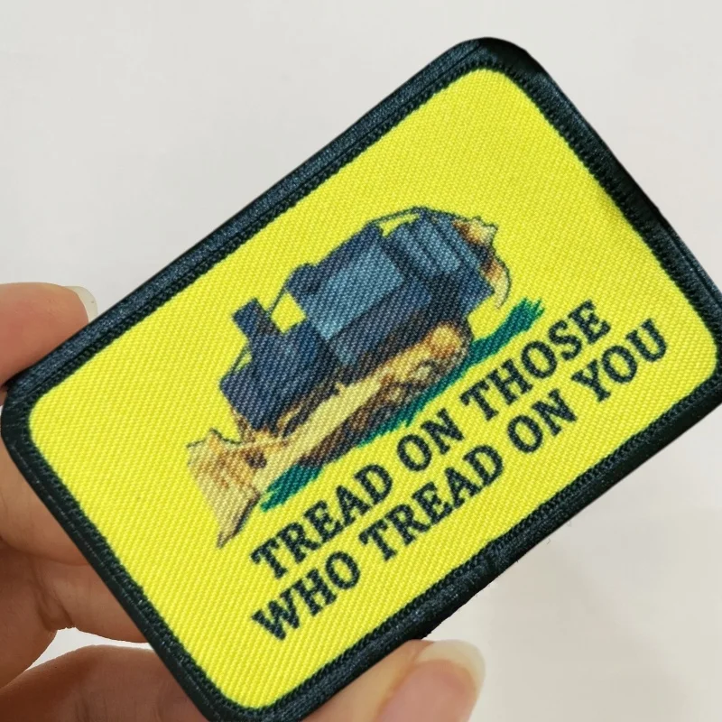 Killdozer Tread on Those Who Tread on You Gadsden Flag Morale Badge Army Military Patch Hook&Loop Tactical Backpack Hat Stickers view 4