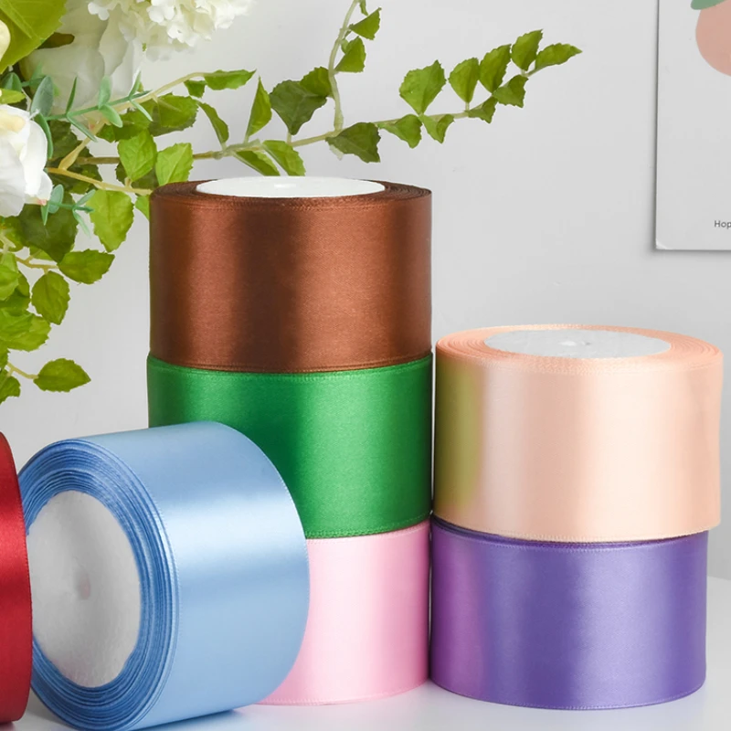 25yards/Roll High quality Satin Ribbons For Crafts Bow Handmade Gift Wrapping Christmas Wedding Decorative Ribbon wide 50mm