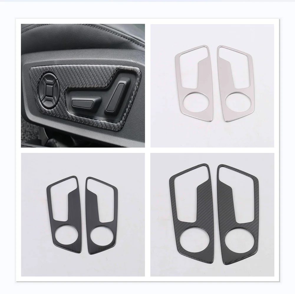 

For Audi A6 C8 2019 2020 Stainless Steel Door Buttons panel frame Seat Adjustment Panel Cover Interior Carbon fiber Trim Sticker