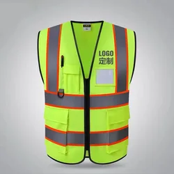 High Visibility Reflective Safety Vest Fabric Large Pocket Construction WorkerWork Clothes Motorcycle Cycling Clothing Wholesale
