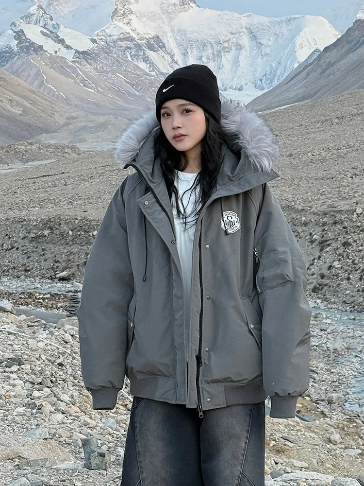 معطف شتوي نسائي لعام 2025 من النيلون الوردي للدفء من القطن Du down Jaet USA Sle معطف كبير الحجم بياقة Fce معطف مملوء