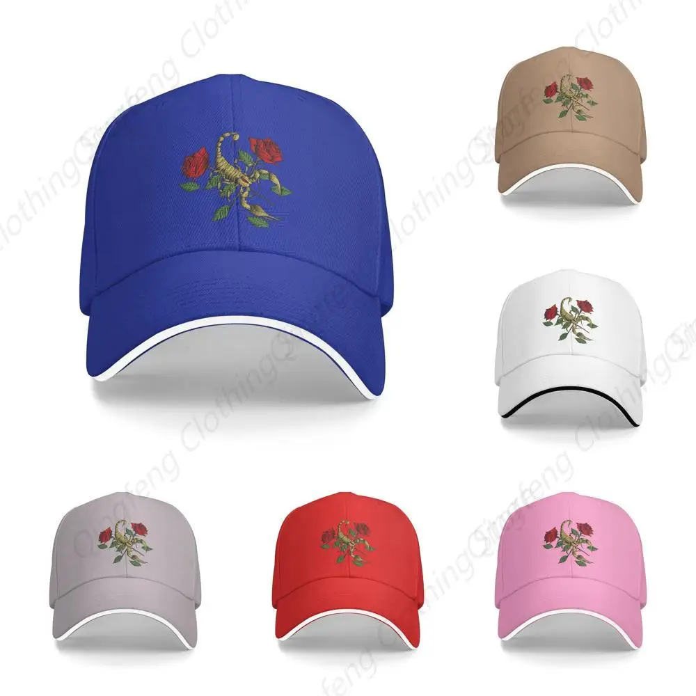 

Scorpion and Rose Baseball Cap Adjustable Classic Golf Hat for Men Women Caps