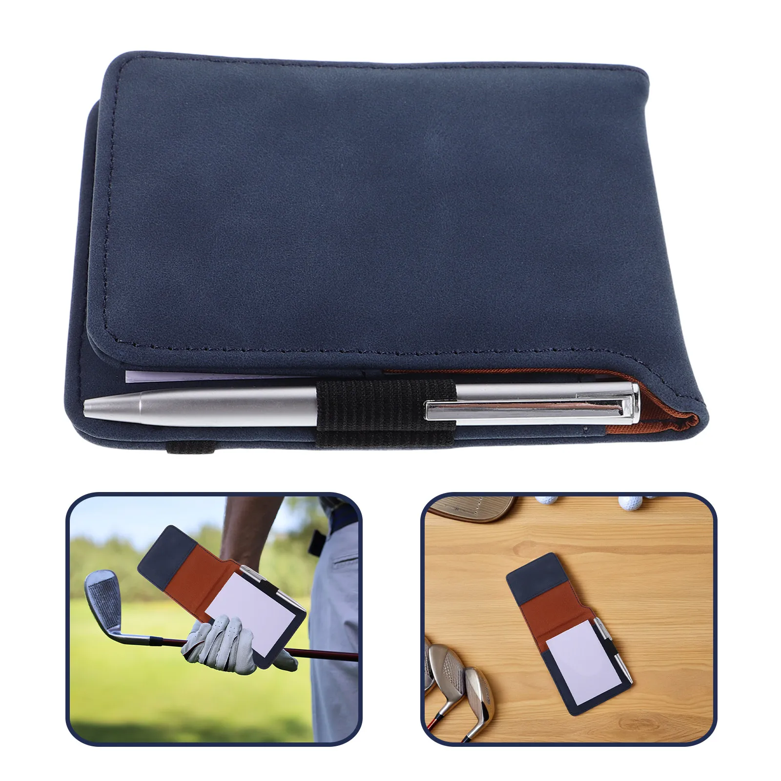 

Golf Scorebook Dark Blue Thick PU Compact Design Portable Journal for Course Use with Writing Instrument Included