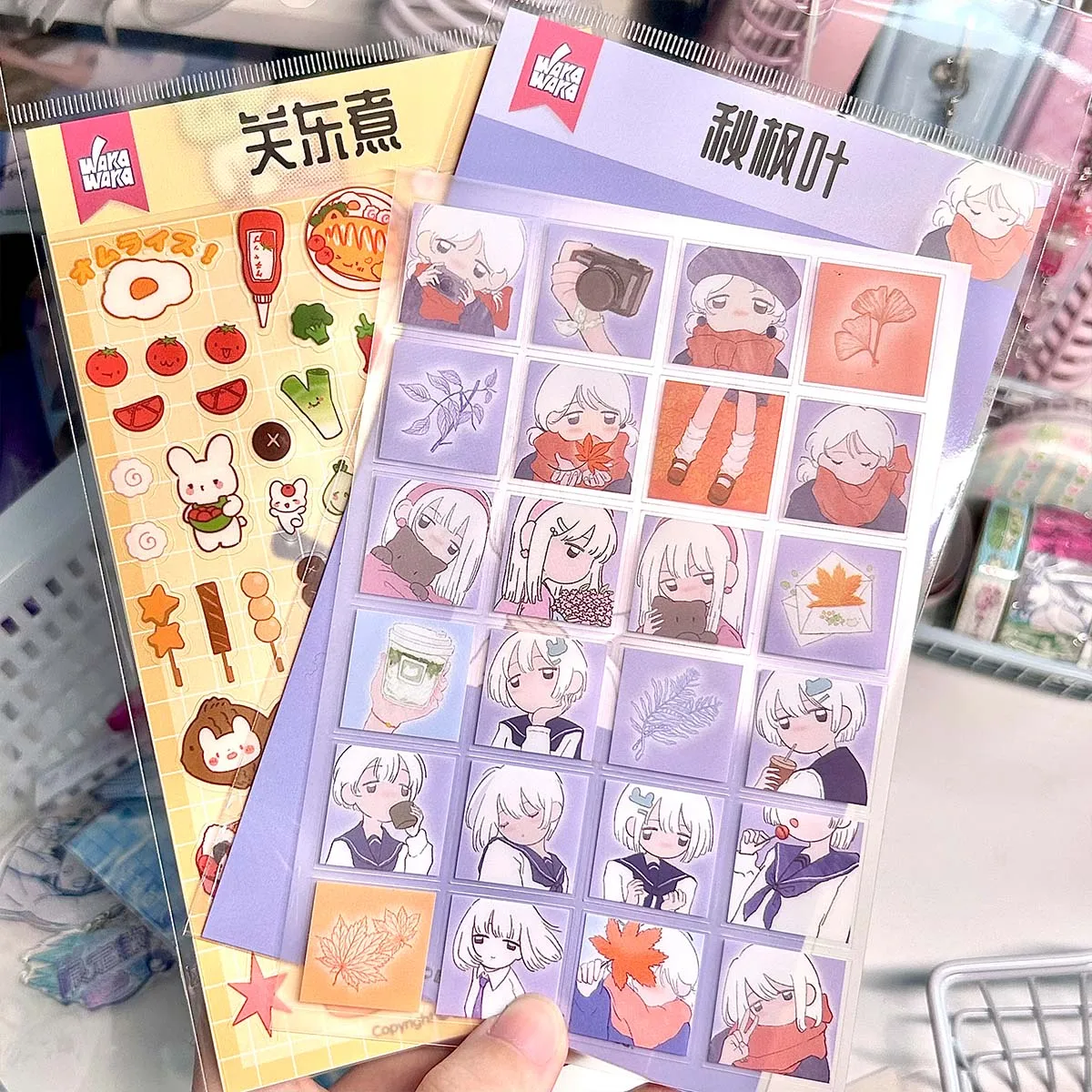 WAKAWAKA Kawaii Scrapbooking Stickers Autumn of Gastronomy Character Deco Stickers For Arts Diy Crafts Album Journal Planner