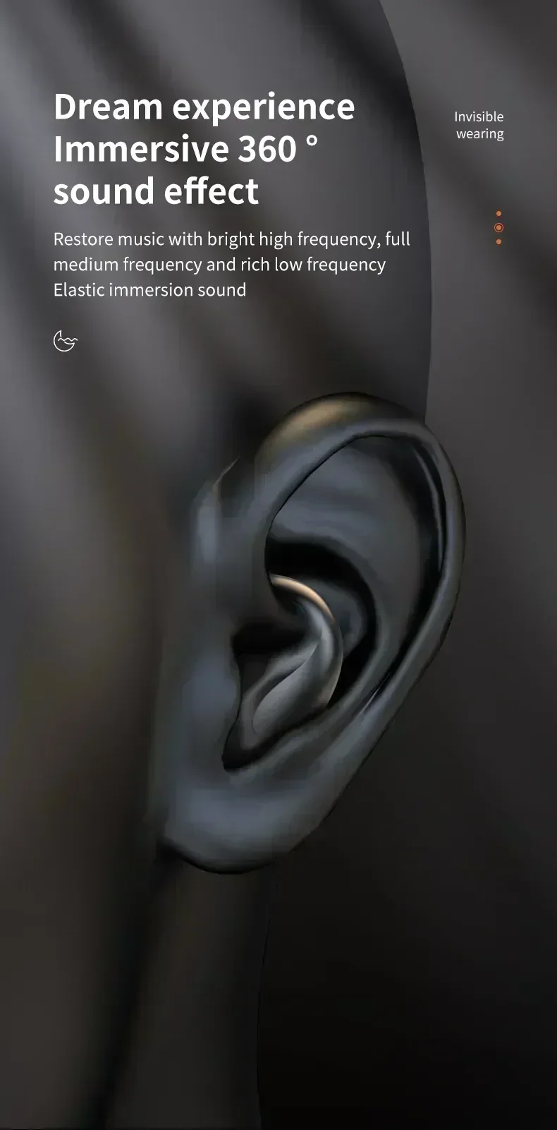 X55 Unsichtbare Kabellose Kopfhörer - TWS Bluetooth Unsichtbare In-Ear Geräuschunterdrückende Sport-Kopfhörer IPX5 Wasserbeständig – Detail 12