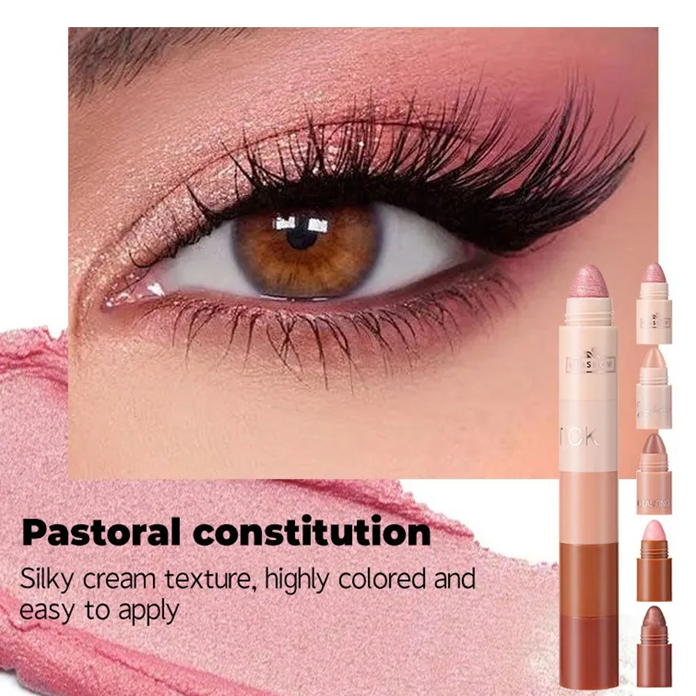 5-in-1 Mini-Lidschattenstift-Set, Samt, matt, schimmernd, Textmarker, Make-up, wasserfest, langlebig, rosa, braun, Lidschattenstift, Kosmetik