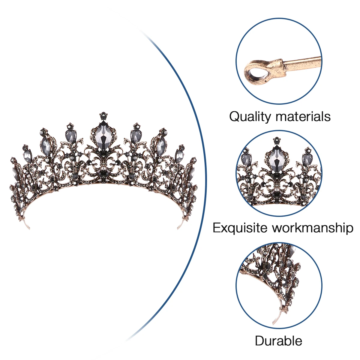 

Girl Wedding Crown Bride Hair Accessories for Girls Medieval Alloy Prom Headdress