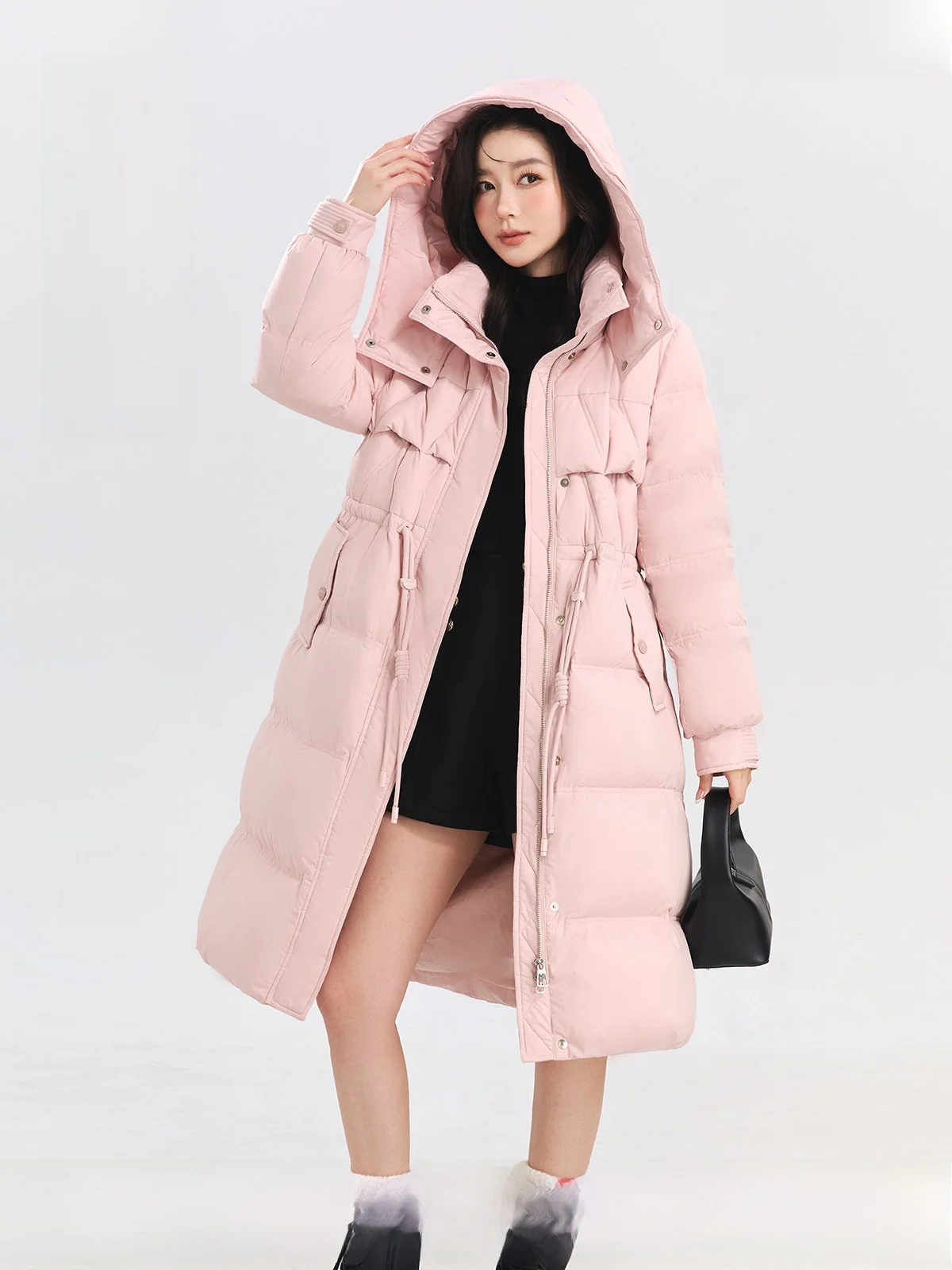 

Long Over-Knee down Jaet Women's Winter New Sle Zero Prure White Du down Loose Thiened Hooded Coat Commute Sle