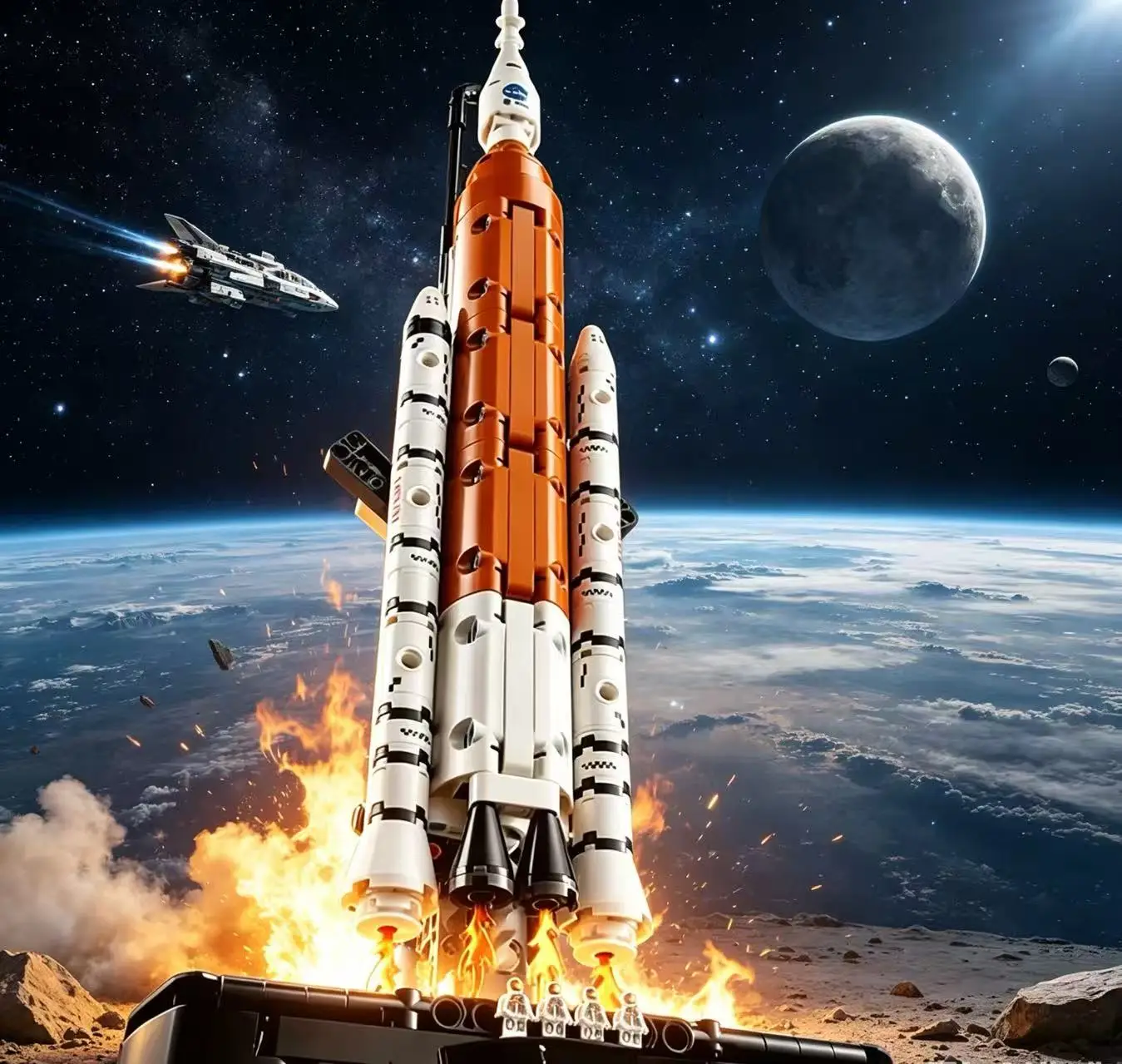632PCS High Tech Artemis Space Launch System Rocket Building Blocks Assemble Bricks Toy Gift For Children Kids