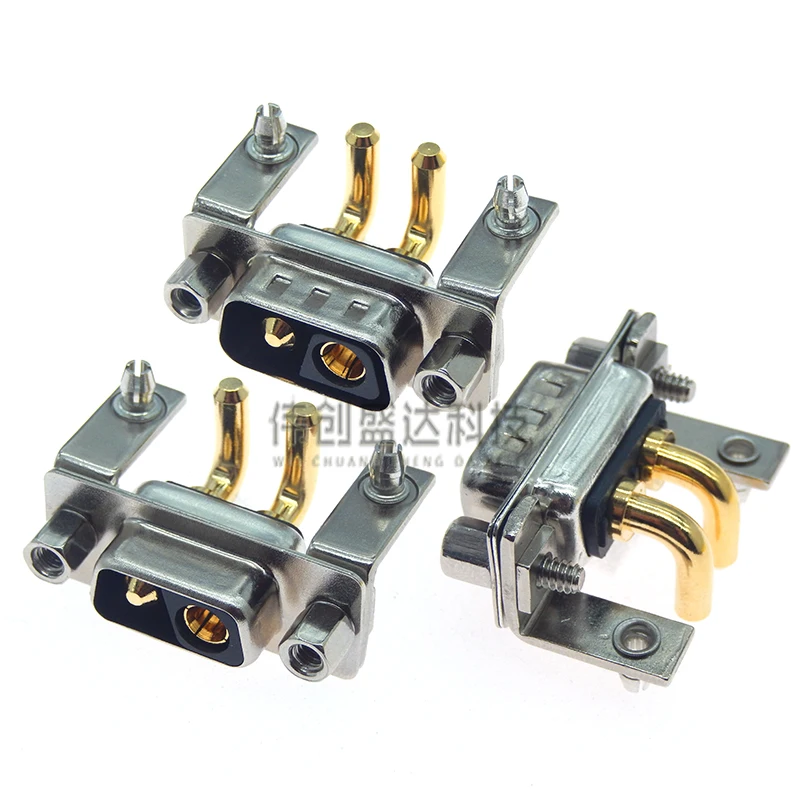 1PCS 2V2 30A MALE FEMALE high current CONNECTOR right angle D-SUB adapter PCB solder type 2pin plug jack high power 2 Position