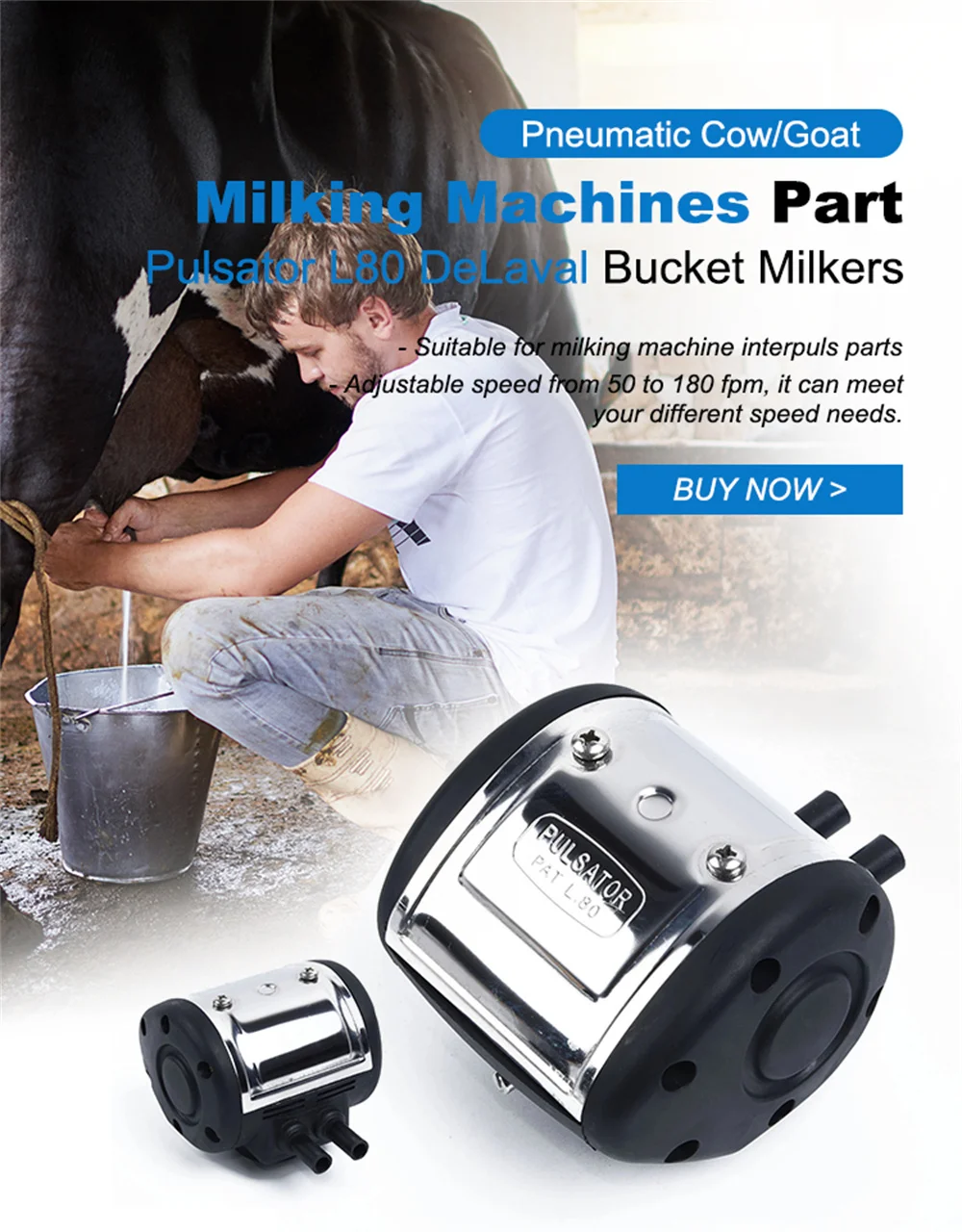 Imagem -02 - Cabra Pneumática Ordenha Parte da Máquina Pulsador L80 Decanada Balde Milkers Vaca Power Tool Acessórios