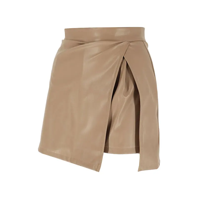 กระโปรงสตรีใหม่ฤดูร้อน PU เซ็กซี่แฟชั่นไม่สมมาตร Casual Slim High เอวกระโปรง Streetwear Elegant Party Clubwear