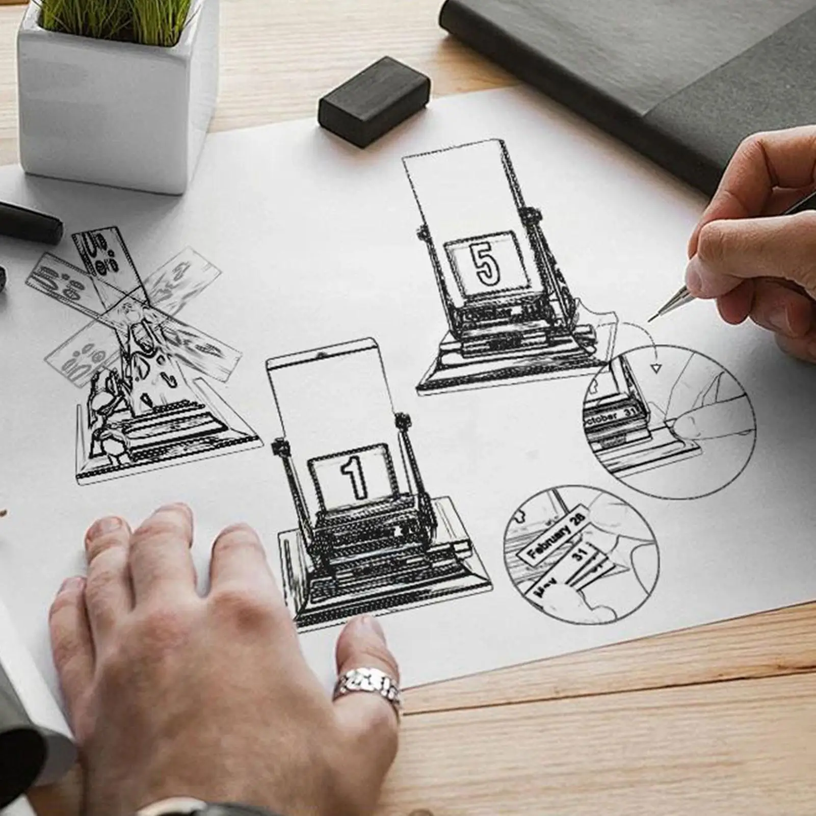 

Настольный календарь, настольный вечный календарь, металлический декор, настольное вращающееся украшение, игрушка-непоседа для студентов, учителей, подростков, женщин и мужчин