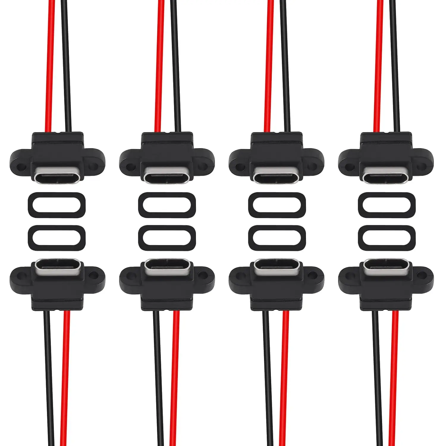 8pcs USB Connector Type-C Female Chassis Waterproof 2P Solder Wire Type USB C Pigtail Cable Extension Power Cable USB-C Plug