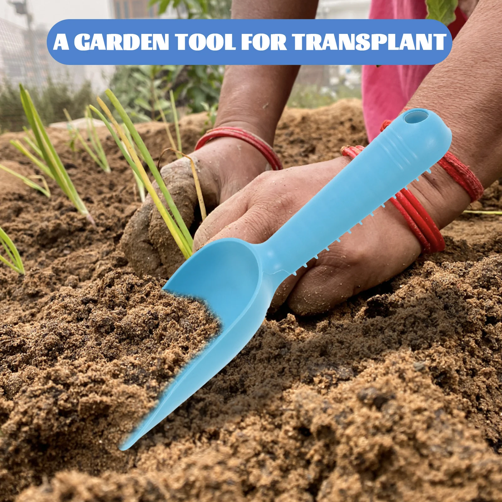

2 pcs Durable Plastic H Shovel Lightweight Garden Tools Centimeter Marks Shed Garage Transplant Dig Turn Soil Pot