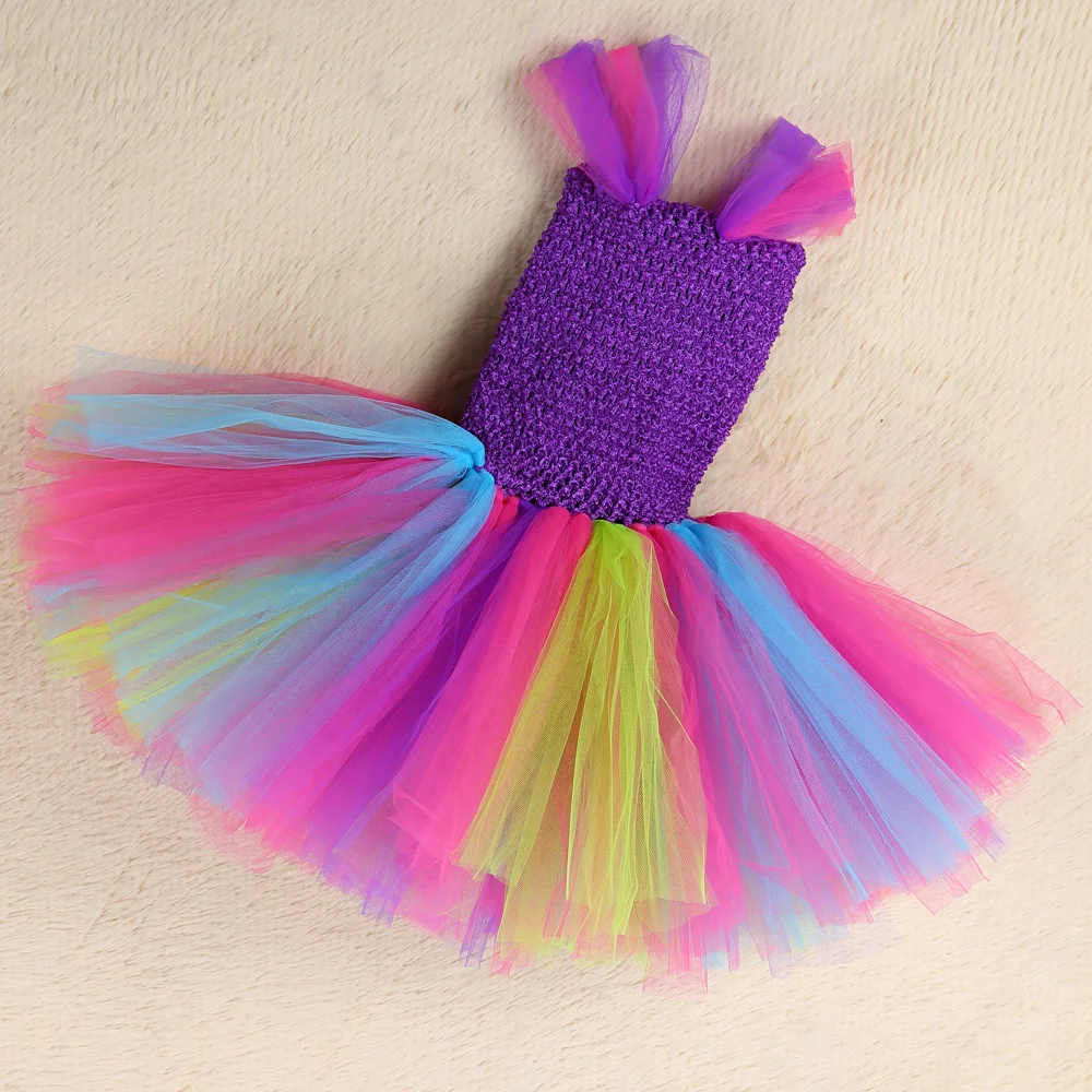 Rainbow Fairy Tutu Dress for Girls Kids Halloween Costumes with Butterfly Wings Princess Dresses Outfit for Birthday Party Gifts