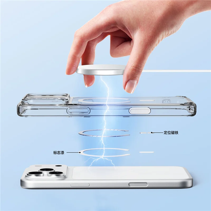 Picture 5: Touch Camera Button Original Clear for Magsafe Case For iPhone 17 Air 17Pro 17Pro Max Wireless Charge Shockproof Hard Cover