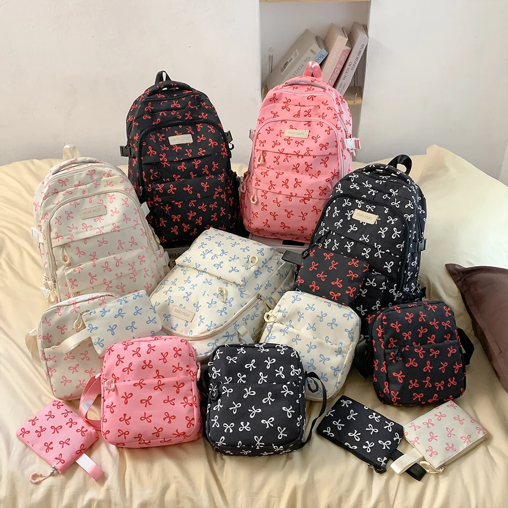 مجموعة حقيبة ظهر مكونة من ثلاث قطع، متعددة الاستخدامات، سعة كبيرة، نمط Instagram الجديد، مكانة، جمالية عالية، حقيبة ظهر لطلاب المدارس الثانوية