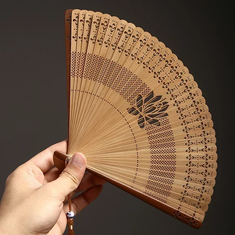 Mini Bamboo Folding Fan Hollow Japanese Ancient Men and Women Handmade Small Dancing Fan