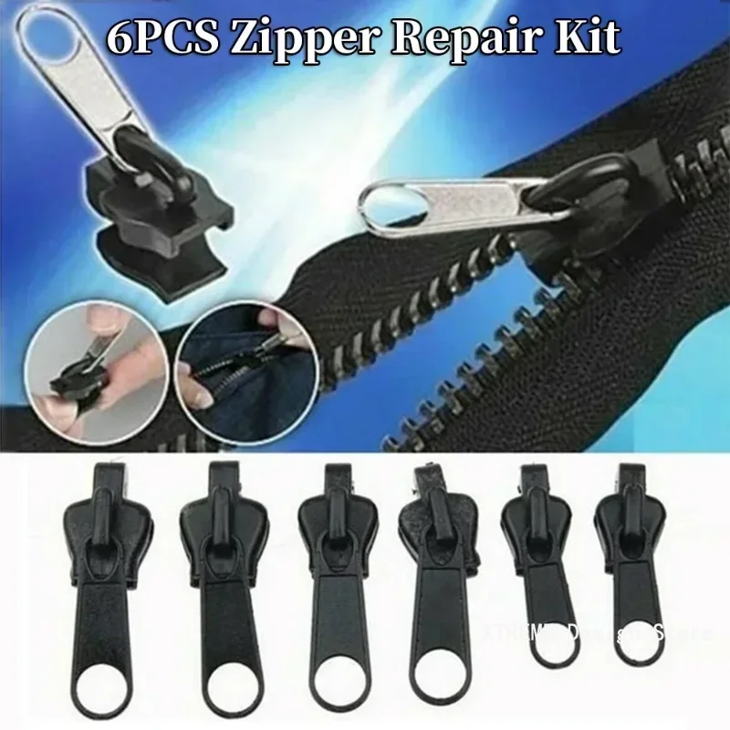 6Pcs New Instant Zipper Universal Instant Fix Zipper Repair Kit Replacement Zip Slider Teeth Rescue New Design for DIY Sew