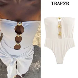 TRAF ZR Sexy Bikini Woman Beach Bandeau Swimsuit Thong Bikini Set Women's Bikinis Trend 2024 Slimming Swimsuit Holiday Swimsuits