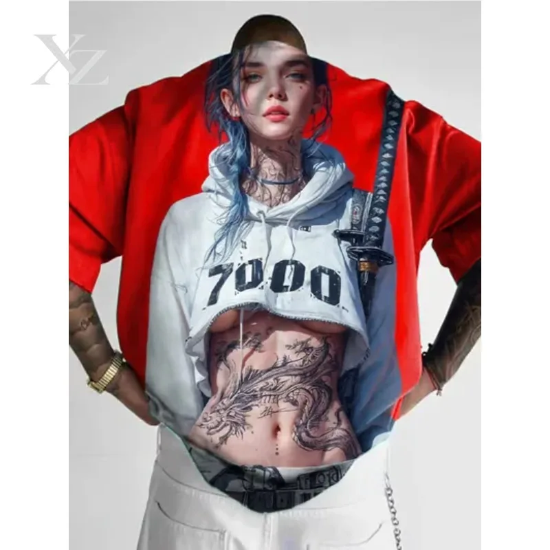 Hot Sale 3D Printed Anime Character Girl Men's T-Shirt, Sexy Beauty Tee, Loose Casual Street Trend Y2K Top, Short Sleeve Unisex