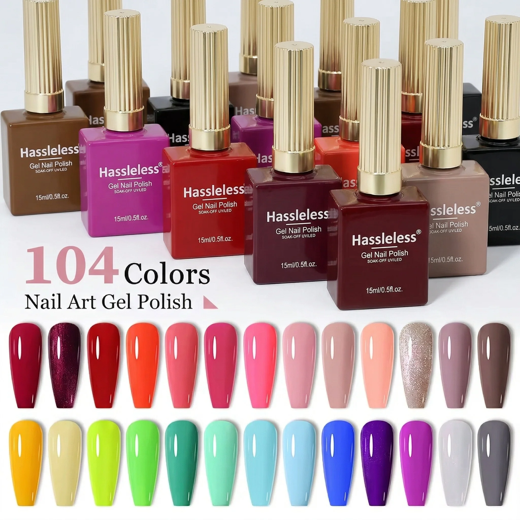 Hassleless 15ml Solid Color Gel Nail Polish — UV Gel Polish, Multi-Color Selection, Suitable for All Seasons, Nail Art