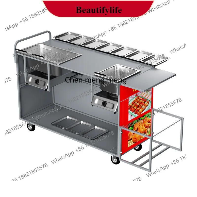 G153 Commercial stall frying equipment, Oden cooking machine Malatang snack cart equipment mobile cart