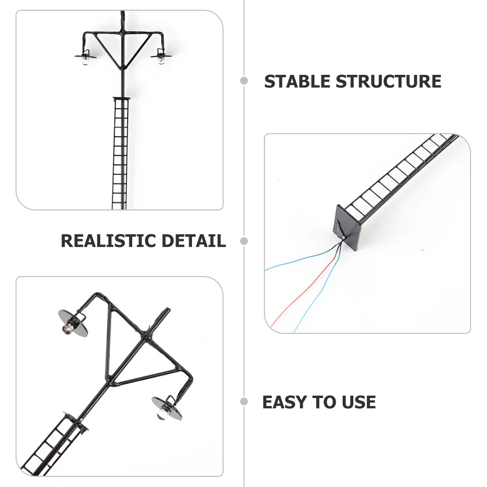 2 peças decorar semáforo trem modelo mesa de edifícios ferroviários para sinal luminoso de layout de areia de metal