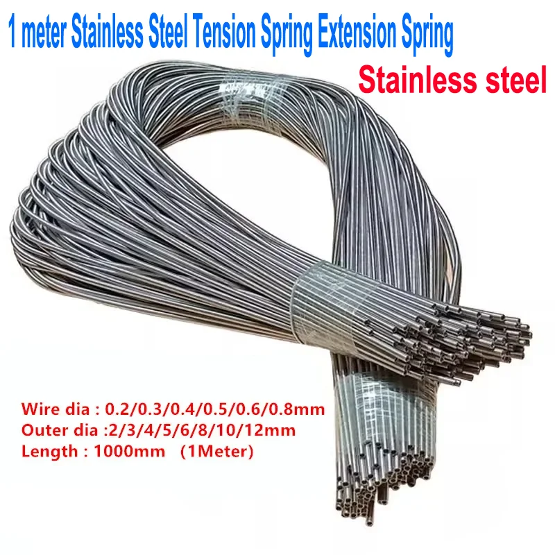1pc 0.2mm 0.3mm 0.4mm 0.5mm 0.6mm 0.8mm Stainless Steel Super Long Tension Spring Extension Spring Wire Diameter Length 1000mm