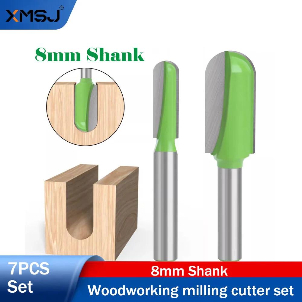 

New product -8-piece,bright green,deep round base,woodworking milling woodworking tool,round bottom type cutter,engraving machin