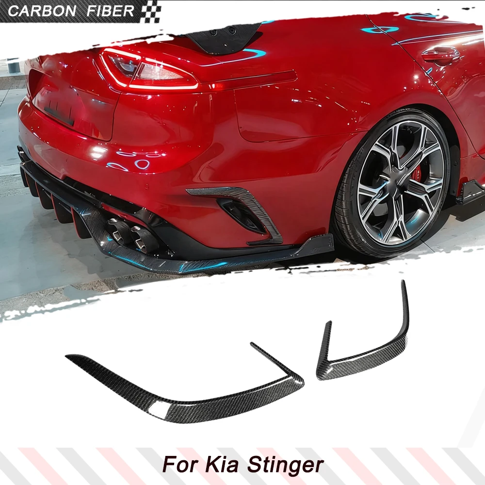 

Carbon Fiber Car Rear Bumper Canards Vent Fins for Kia Stinger 2018-2021Car Rear Bumper Trim Fender Splitters Racing Body Kits