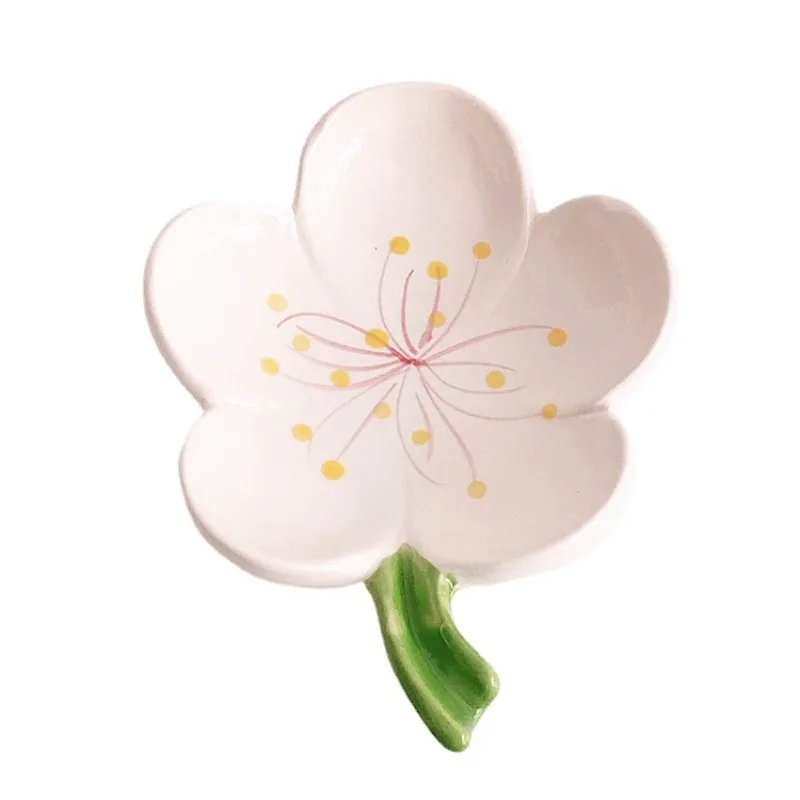 Flower Ceramic Soap Box Creative Hotel Bathroom  High End Drain Soap Dish Home Peach Blossom Soap Dish Tray  Decorative Soap Box