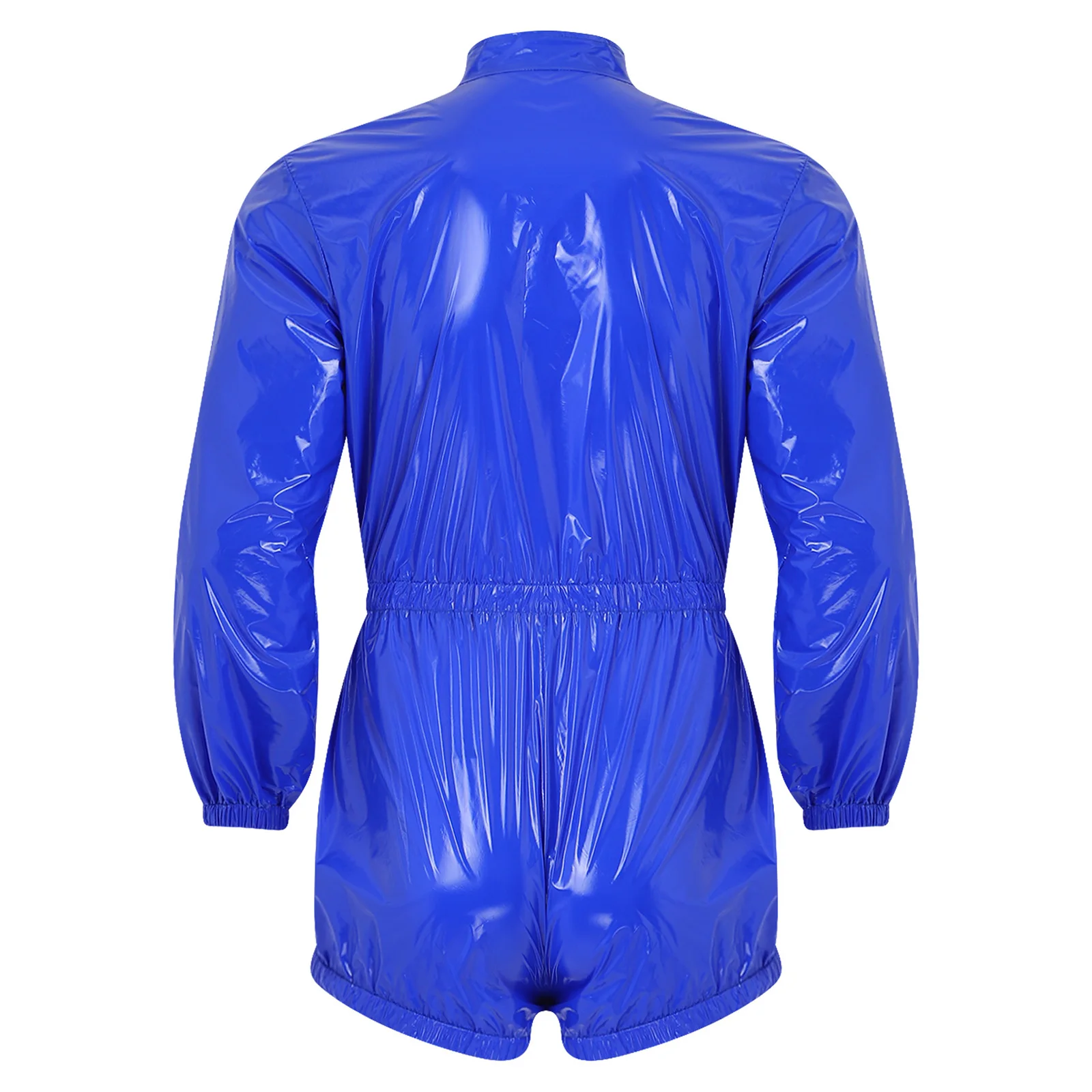 Water Resistant Coveralls for Men Stand Collar Long Sleeve Front Zipper Elastic Waist Press Button Crotch Bodysuit Jumpsuit