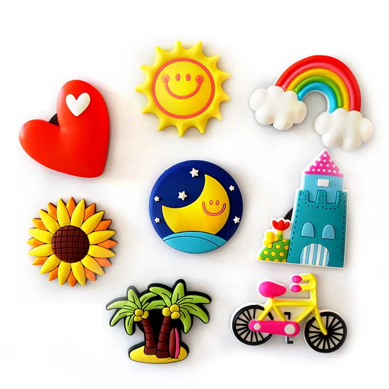 Creative Sun moon Rainbow Soft Rubber Fridge Magnets Cute Cartoon Castle Love flowers Magnetic Stickers Children Toys Home Decor