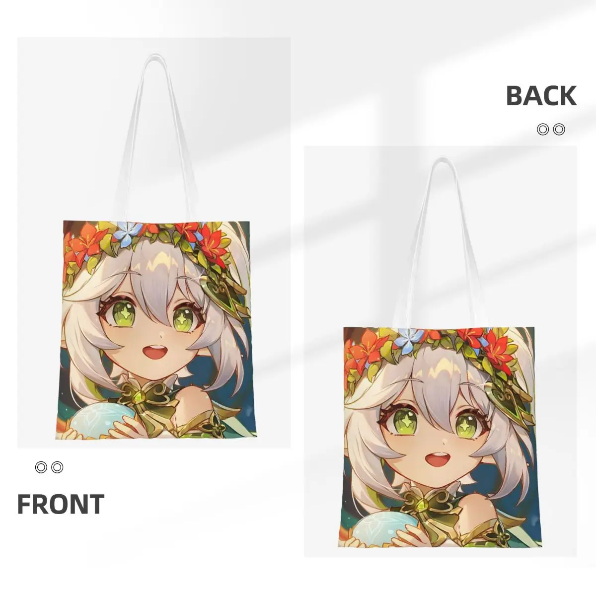 Genshin Impact Anime Game (7) Shopping Bags Ladies Canvas The Tote Bag Folding Girls Shoulder Tote Travel Handbag