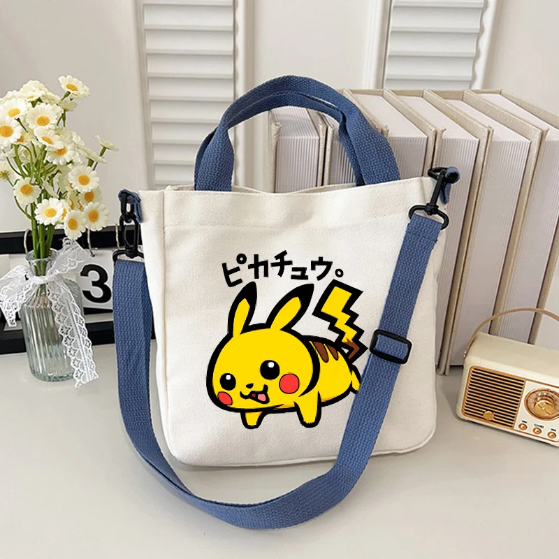 Pokemons Umhängetasche Pikachu Anime Figur Bedruckte Umhängetaschen Jungen Mädchen Große Kapazität Leinwand Handtasche Niedliche Aufbewahrungstasche Geschenk