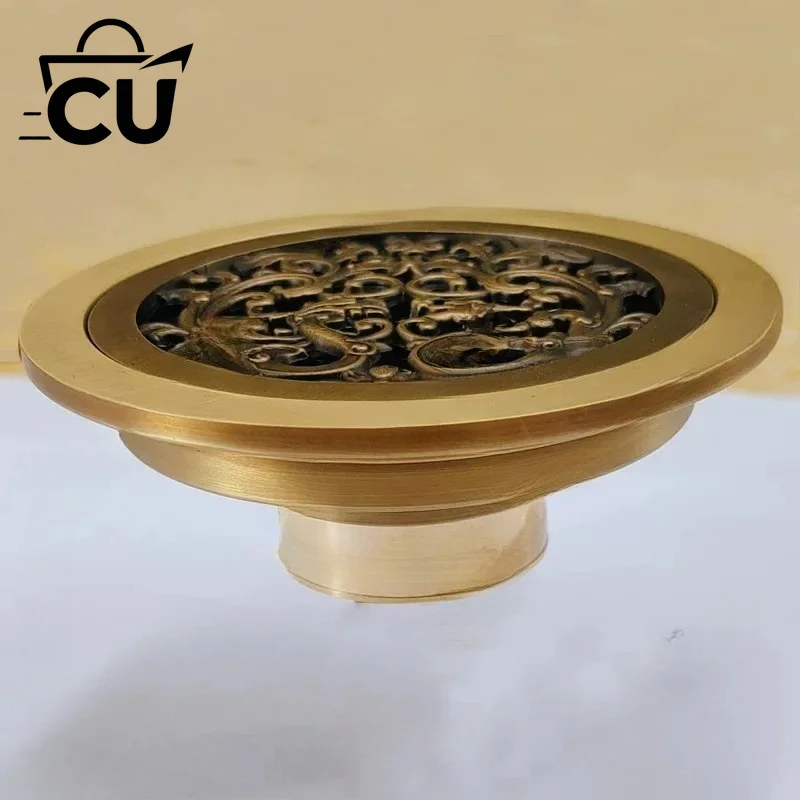 Brass copper odor-proof toilet shower room bathroom drain balcony floor drain cover odor prevention 10cm floor drain