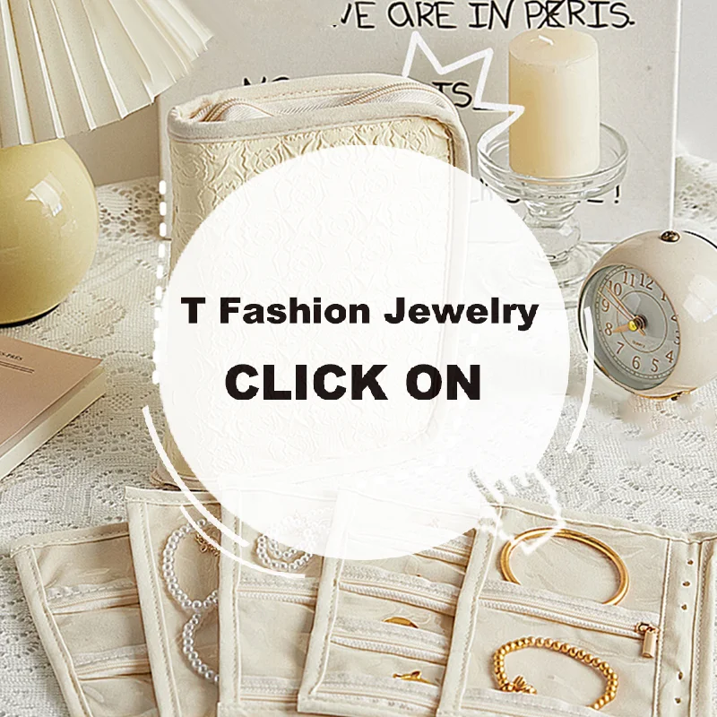 كتاب تخزين المجوهرات مع حقيبة بسحاب شفاف وقلادة وخاتم وحقيبة تخزين فاخرة من جلد الغزال وجيوب بنمط الورد