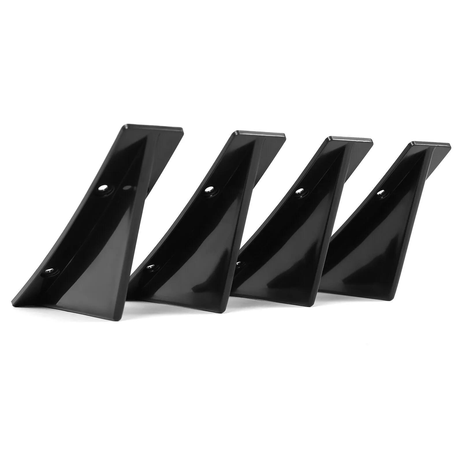 4 PCS Universal Rear Bumper Diffuser Shark Fin Spoiler Lip Splitter Glossy Black view 6
