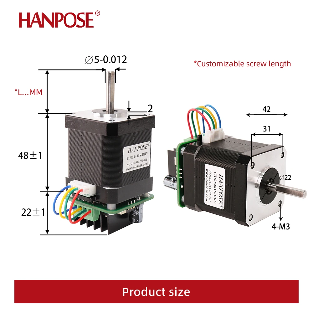 NEMA17 High Torque Stepper Motor 1.8A 52N.CM 17HS8401S-DRV Four-Wire All-in-one Engraving Machine 42 Stepper Motor with Drive