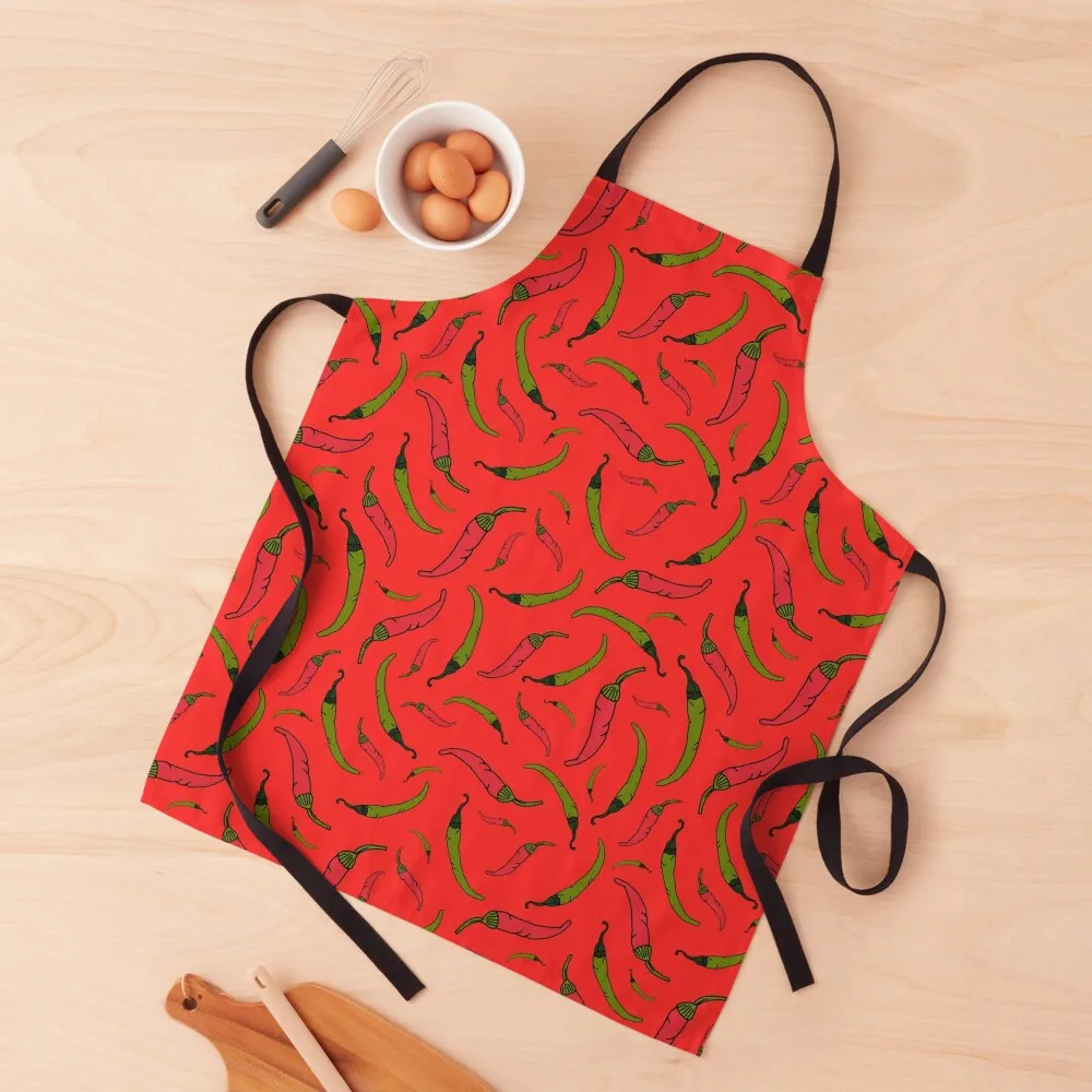 

Red and Green Chilli Pepper Pattern Apron Home Utensils Kitchen Novel Kitchen Accessories Apron