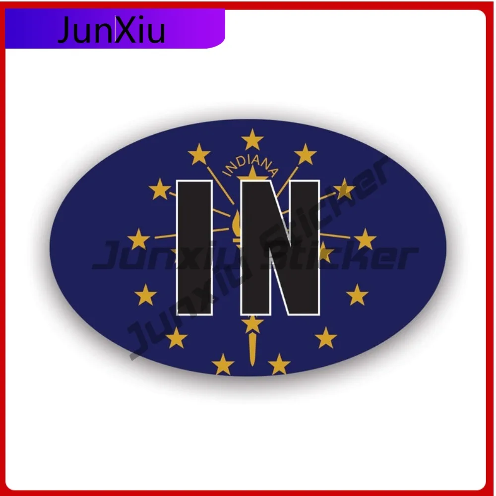 

Indiana Flag Oval Weather Resistant Waterproof Vintage For Car Body Car Window Helmet Easy Apply Removable Accessories Cartoon