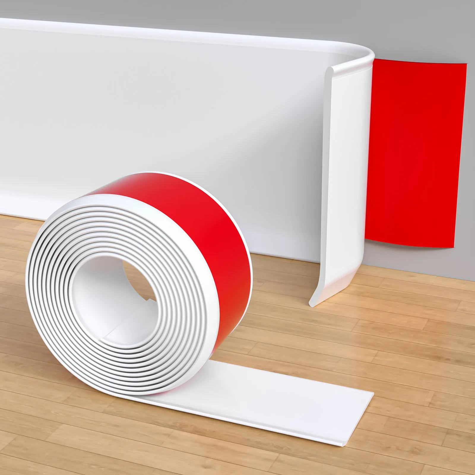 Flexible Baseboard Molding Trim, 4 Inch(W) x 40 Feet(L) Self-Adhesive Vinyl Wall Base Cove Base, Peel and Stick Rubber Wall Base