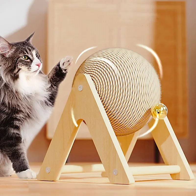 

Cat Wheel Wooden Scratching Ball Cat Scratch Cats Scratcher with Bell Claw Grinder Pet Furniture Sofa Protector Pet Accessories