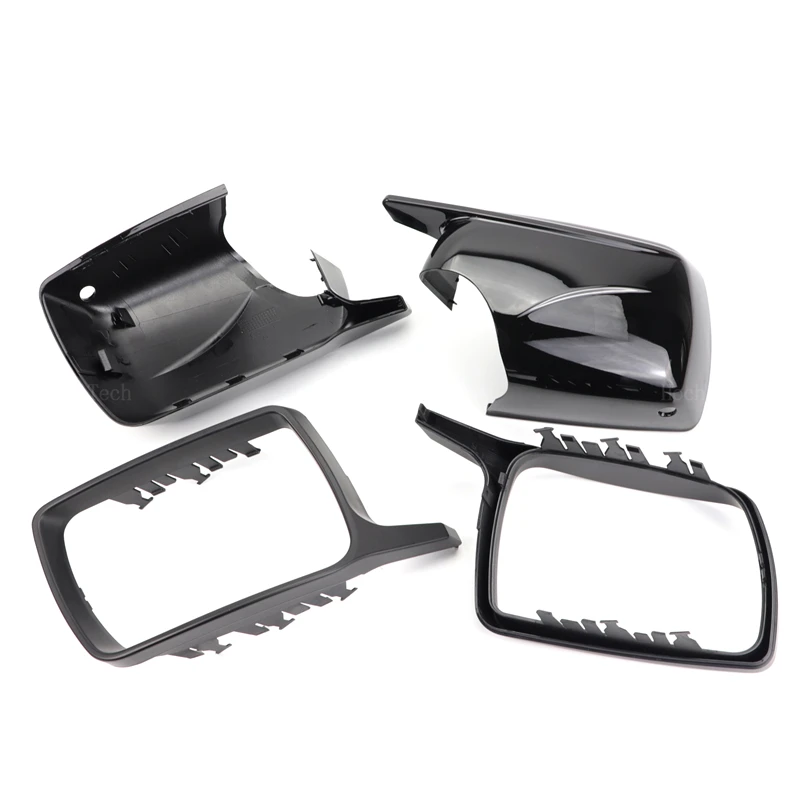 2024 New M Look Mirror Covers for BMW X5 E53 1999-2006 Replacement RearView Mirror Case Cover Bright Black with Tool